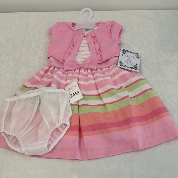 Iris & Ivy Stripe Sleeveless Dress & Cardigan Sweater Set. 24 months. - Picture 11 of 11